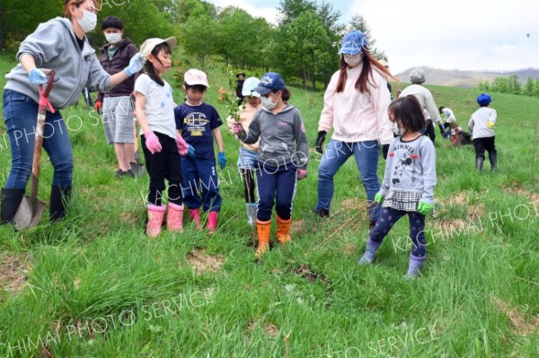 「十勝千年の森」で小学生らが植樹　清水
