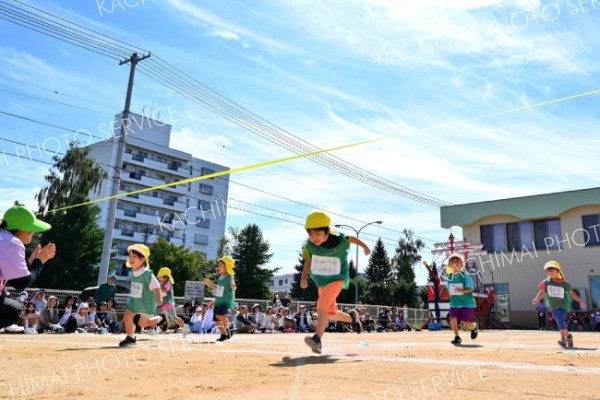 秋空の下、歓声響く　市内幼稚園などで運動会シーズン到来