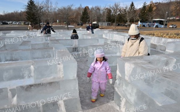 氷のメリーゴーラウンドに笑顔　少雪でも冬楽しむ　エコパで冬まつり 写真9