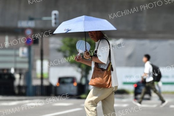今季初の猛暑日　帯広３５・２度　管内に熱中症警戒アラート　あす３７度予想 写真4（７日午前９時３５分ごろ、帯広市内で。塩原真撮影）