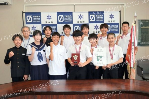 全道中学大会へ意気込み　清水町内の中学生が出場報告