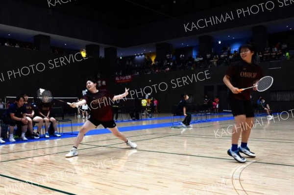 【女子団体戦決勝・帯一中―清水中】第１ダブルスとして勝利