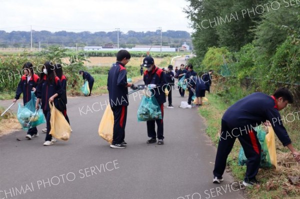 清掃活動に汗を流す参加者ら