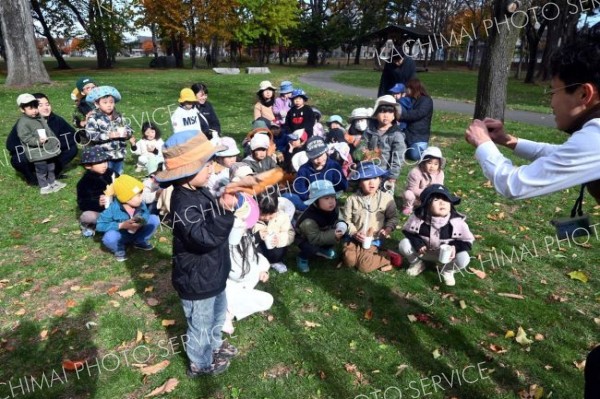 絵本にもある植物を説明するみどりの課のメンバー