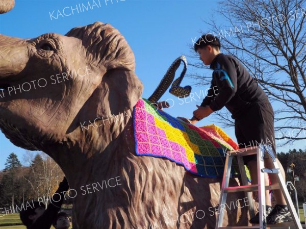 脚立を使って作業を行った