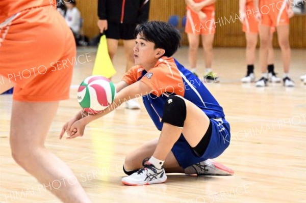 【男子２回戦・白樺学園―恵庭南】相手サーブをレシーブする白樺学園のリベロ
