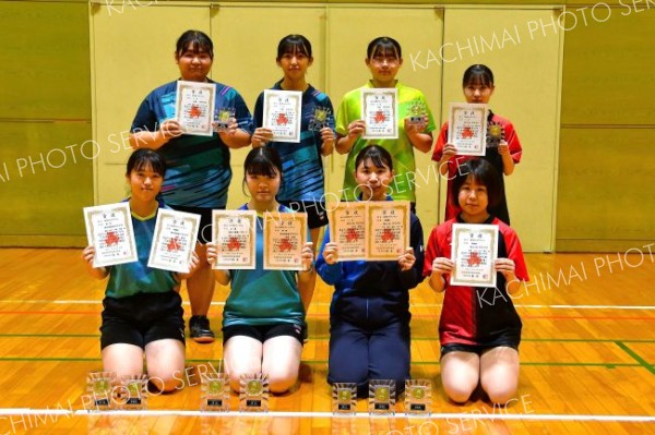 女子個人戦（シングルス・ダブルス）の入賞選手