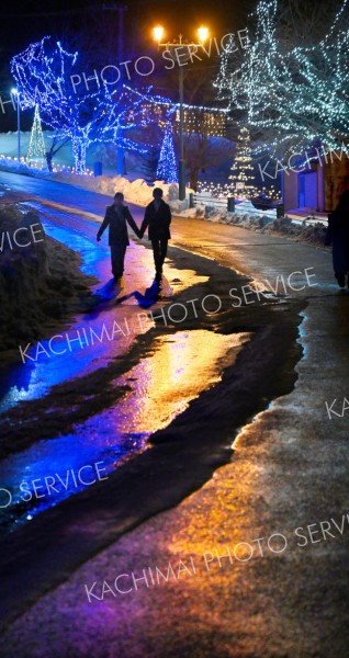 恋人の聖地で「雪解けの虹」