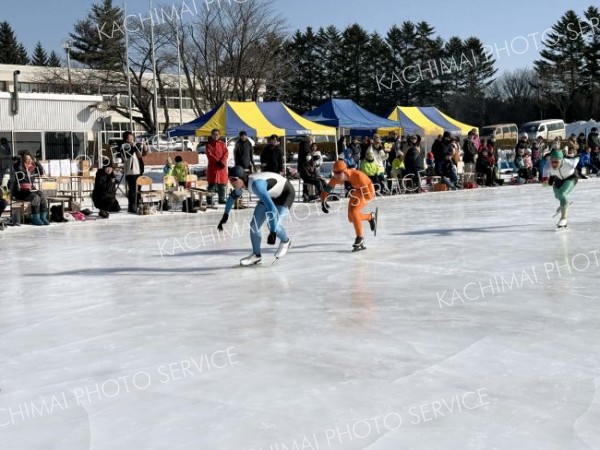 鹿追・瓜幕地区でスケート大会